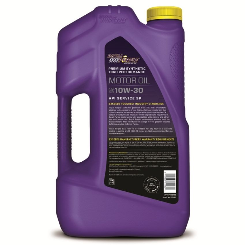 Royal Purple 53130 Premium Synthetic High Performance Multi-Grade 10W-30 Motor Oil - 5 Quart