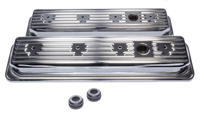 EDELBROCK EDE4446 SBC Signature Series Valve Cove Set - Chrome