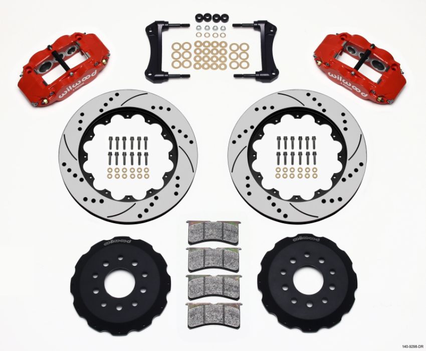 Wilwood 140-9298-DR Narrow Superlite 6R Front Hat Kit 14.00in Drilled Red 88-93 Corvette C4