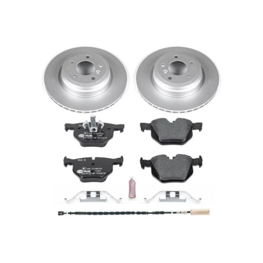 PowerStop ESK5982 Genuine Geomet Coated Rotors, ECE-R90 Brake Pads + Hardware Kit