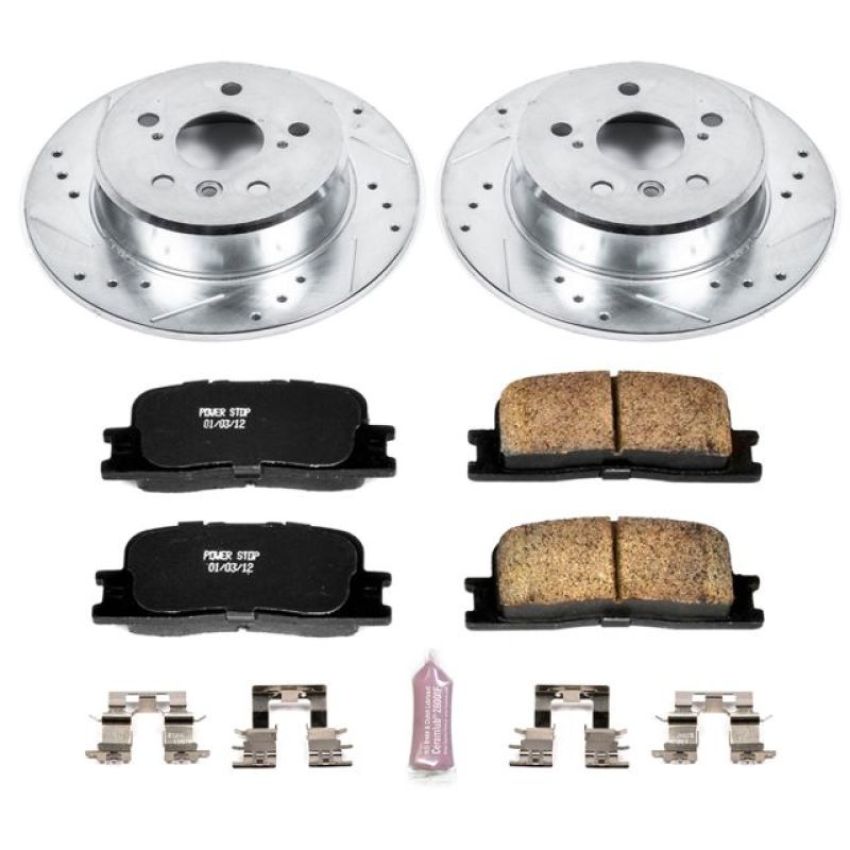 PowerStop K1069 Z23 Daily Driver Carbon-Fiber Ceramic Brake Pad and Drilled & Slotted Rotor Kit