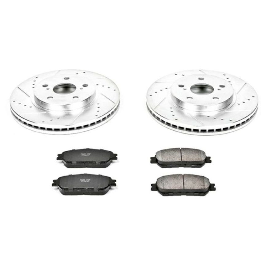 PowerStop K5438 Z23 Daily Driver Carbon-Fiber Ceramic Brake Pad and Drilled & Slotted Rotor Kit