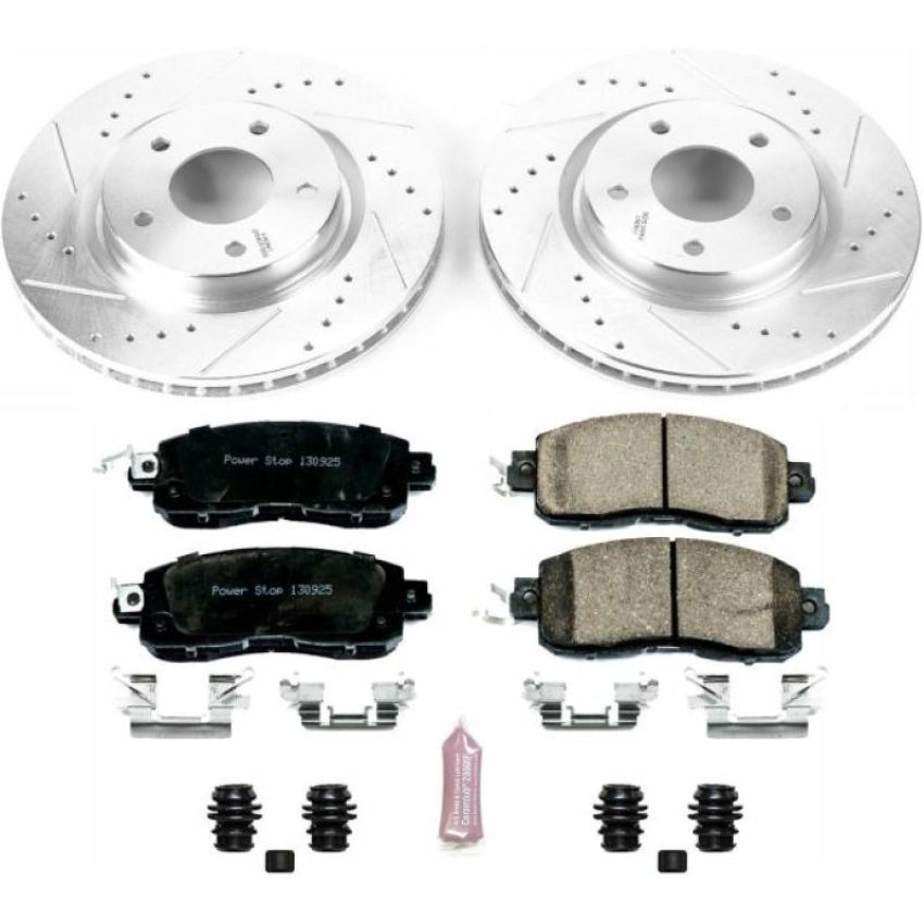 PowerStop K7215 Z23 Daily Driver Carbon-Fiber Ceramic Brake Pad and Drilled & Slotted Rotor Kit