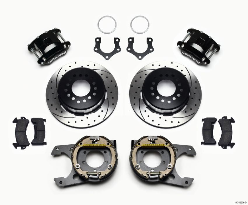 Wilwood 140-12208-D D154 P/S Park Brake Kit Drilled Mopar/Dana 2.50in Off w/Snap Ring Brng