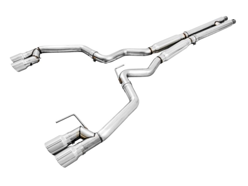 AWE Tuning 3020-42064 2018+ Ford Mustang GT (S550) Cat-back Exhaust - Track Edition (Quad Chrome Silver Tips)