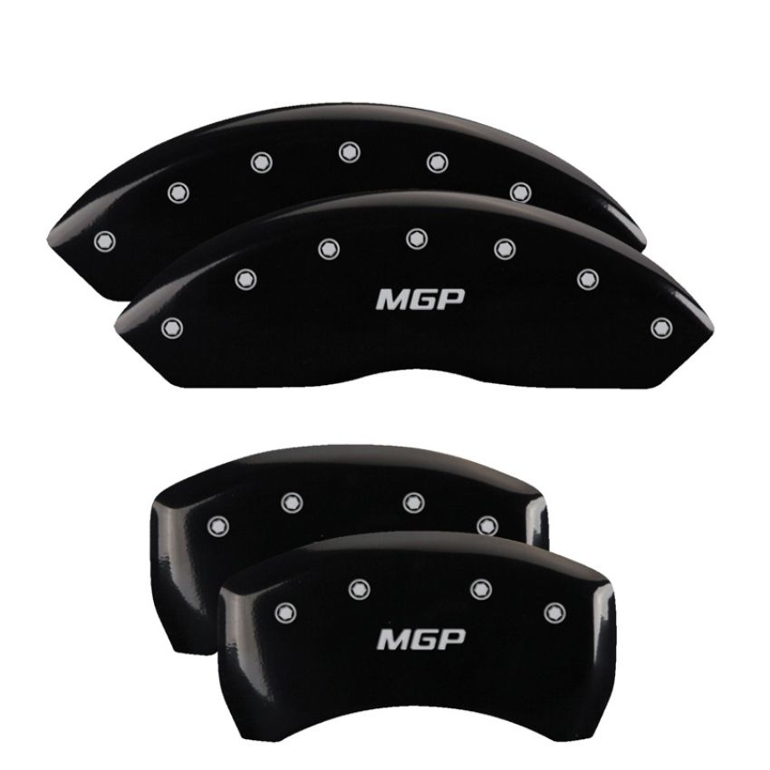 MGP 17092SMGPBK 4 Caliper Covers Engraved Front & Rear  Black finish silver ch