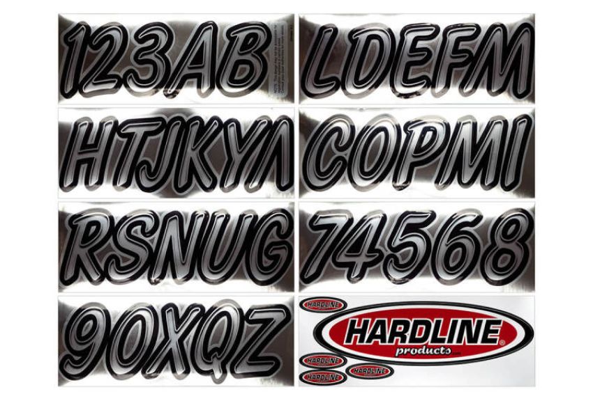 Hardline CHBKG400 Boat Lettering Registration Kit 3 in. - 400 Chrome/Black