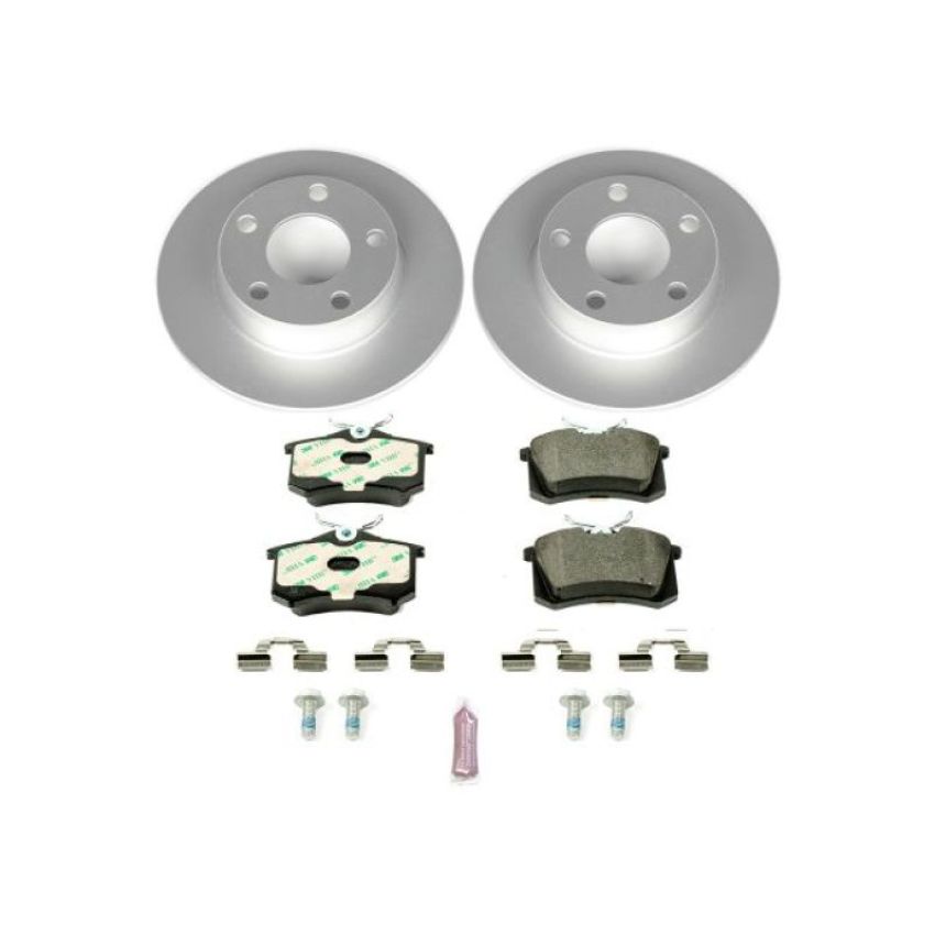 PowerStop ESK941 Genuine Geomet Coated Rotors, ECE-R90 Brake Pads + Hardware Kit