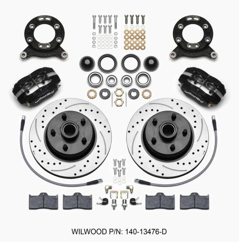 Wilwood 140-13476-D Forged Dynalite-M Front Kit 11.30in 1 PC Rotor&Hub-Drill 65-69 Mustang Disc & Drum Spindle