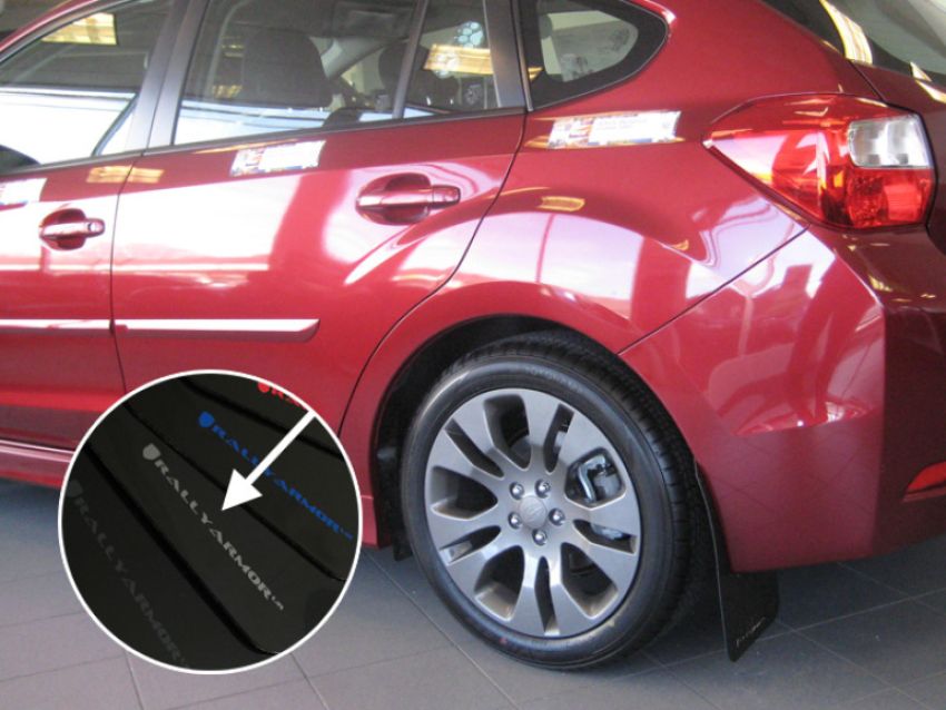 Rally Armor MF22-UR-BLK/SIL 12-16 Subaru Impreza 4D/5D Black UR Mud Flap w/Silver Logo