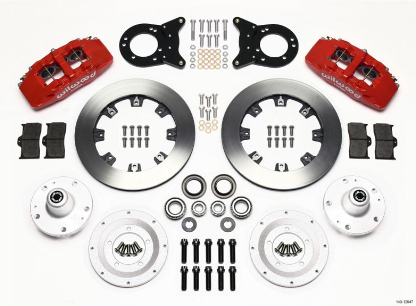 Wilwood 140-12947-R Dynapro 6 Front Hub Kit 12.19in Red 1965-1969 Mustang Disc & Drum Spindle