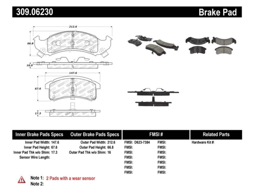 Stoptech 309.06230 Performance Brake Pads