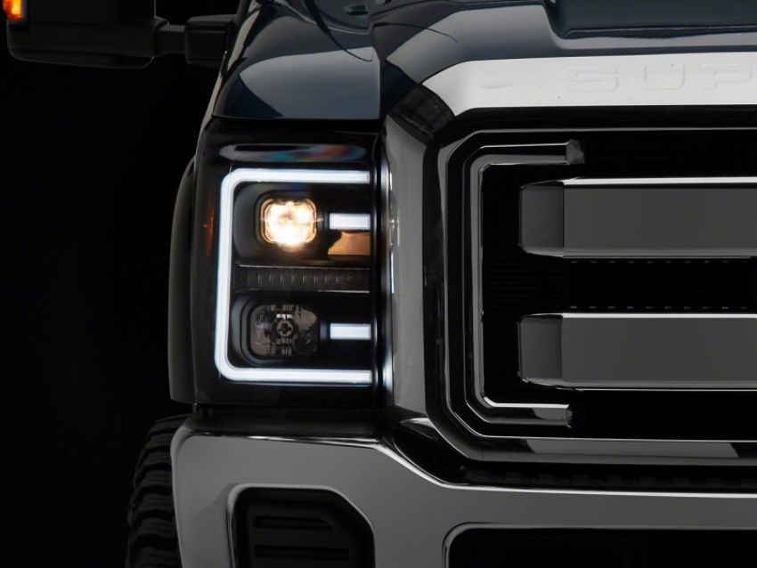 Raxiom SD3620 11-16 Ford F-250 Super Duty LED Projector Headlights - Blk Housing (Clear Lens)