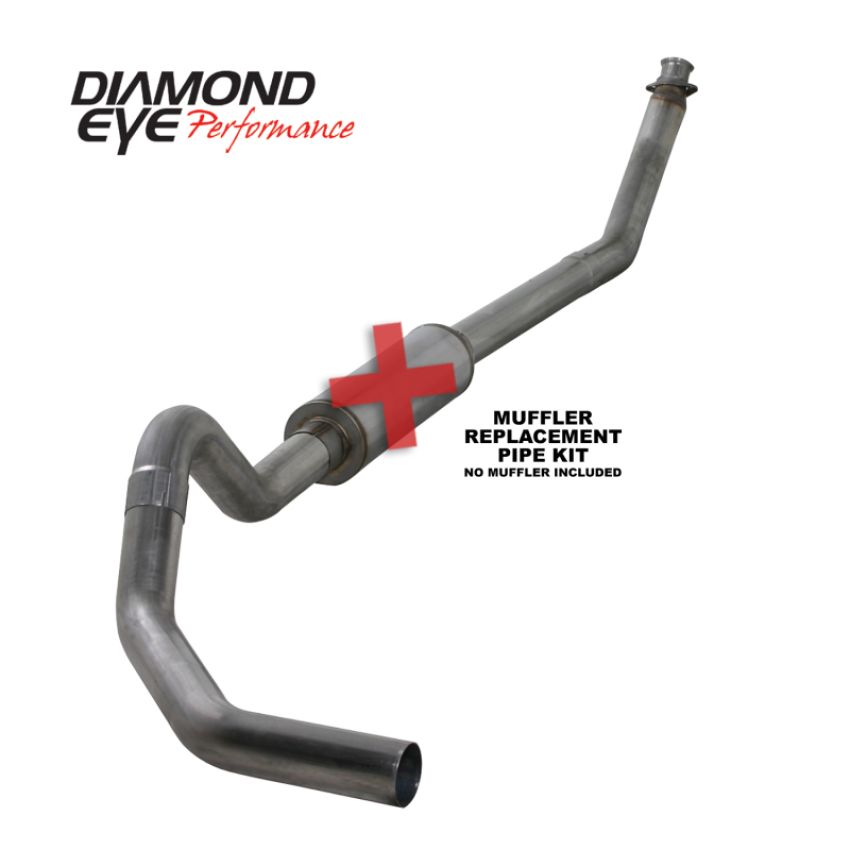 Diamond Eye Performance K4212S-RP Diamond Eye KIT 4in TB MFLR RPLCMENT PIPE SGL SS: 98.5-02 DODGE CUMMINS 5.9L