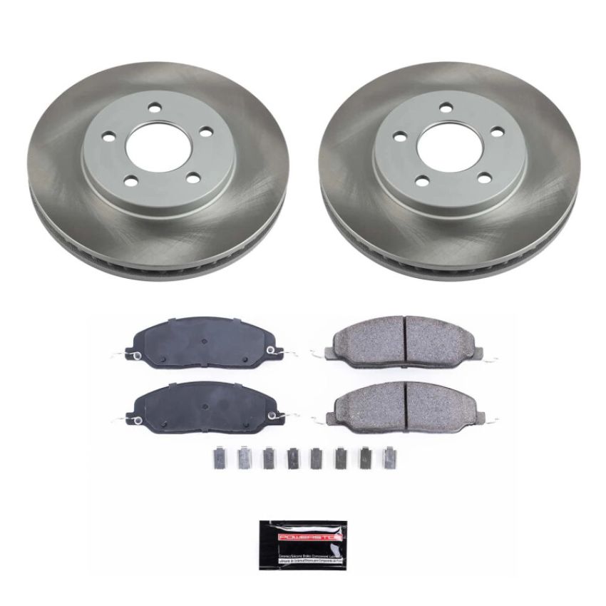 PowerStop SC1382 Semi-Coated Rotor and Low-Dust Ceramic Brake Pad Kit