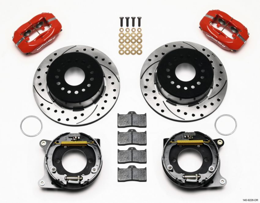 Wilwood 140-9228-DR Forged Dynalite P/S P-B Kit Drilled-Red 2005-2014 Mustang