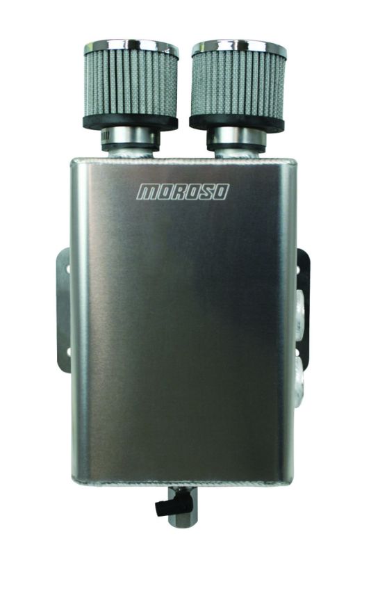 Moroso 85392 Breather Tank/Catch Can -16An Female Inlet - Right Side - Two Breathers - Aluminum
