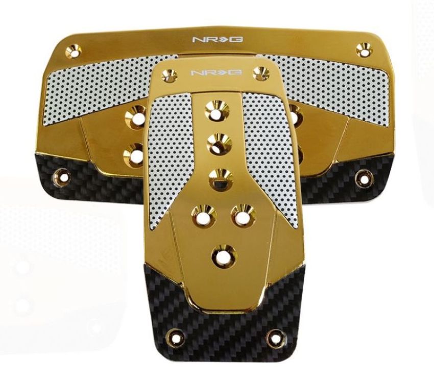 NRG PDL-450CG Aluminum Sport Pedal A/T - Red w/Chrome Gold Carbon