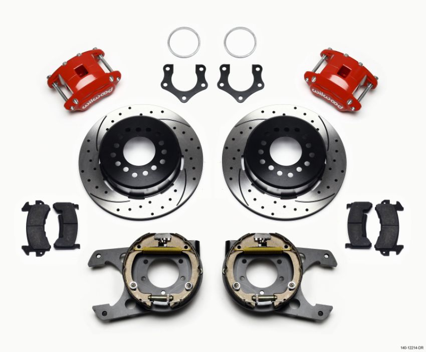 Wilwood 140-12214-DR D154 P/S P-B Kit Drilled-Red Mopar/Dana 2.36in Off w/Snap Ring Brng