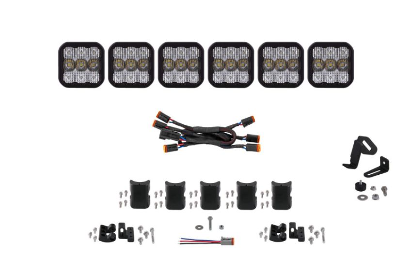 Diode Dynamics DD7244 SS5 Pro Universal CrossLink 6-Pod Lightbar - White Combo