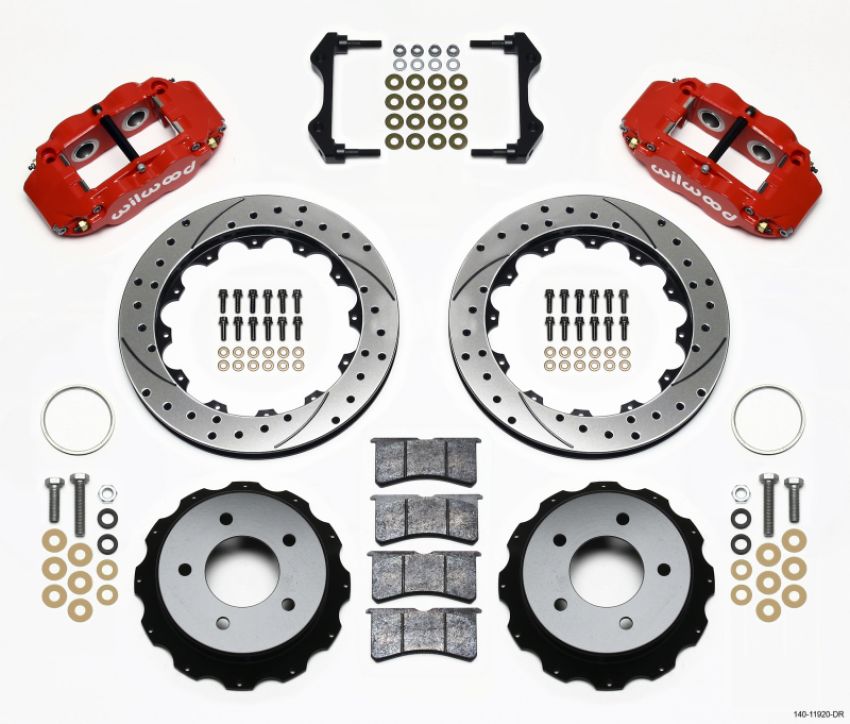 Wilwood 140-11920-DR Narrow Superlite 4R Rear Kit 12.88in Drilled Red 84-87 Corvette C4