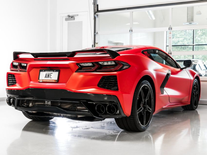 AWE Tuning 3020-43086 2020 Chevrolet Corvette (C8) Track Edition Exhaust - Quad Diamond Black Tips
