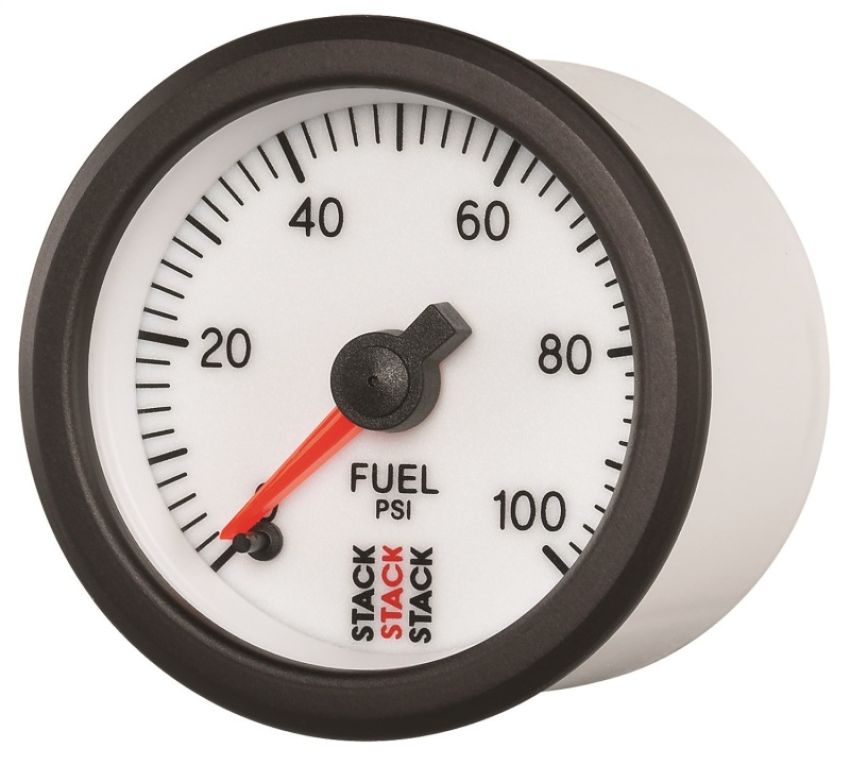 AutoMeter ST3356 Stack 52mm 0-100 PSI 1/8in NPTF Male Pro Stepper Motor Fuel Pressure Gauge - White