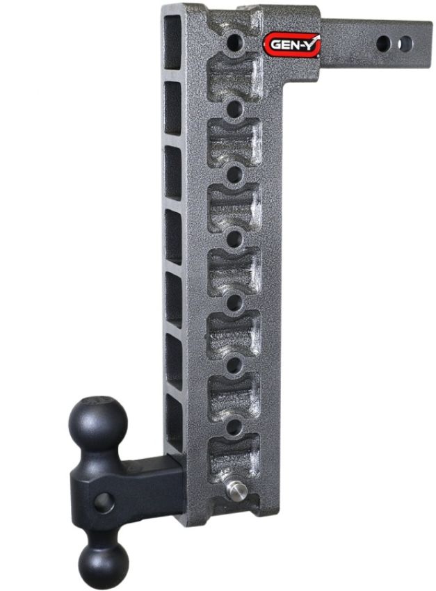 GEN-Y Hitch GH-318 Gen-Y Mega Duty 2in Shank 17.5in Drop 10K Hitch w/GH-031 Dual-Ball w/GH-0100 Stabilizer Kit