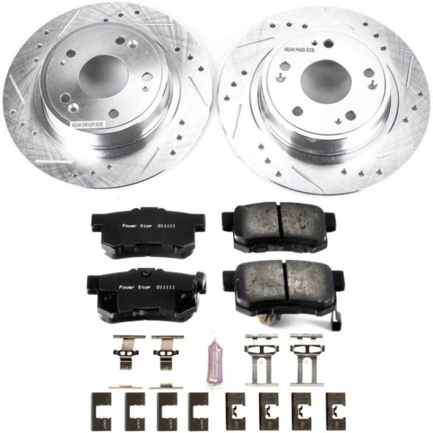 PowerStop K3128 Z23 Daily Driver Carbon-Fiber Ceramic Brake Pad and Drilled & Slotted Rotor Kit