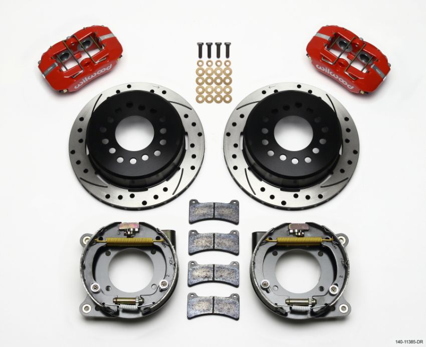 Wilwood 140-11385-DR Dynapro Low-Profile 11.00in P-Brake Kit Drill-Red Chevy C-10 2.42 Offset 5-lug