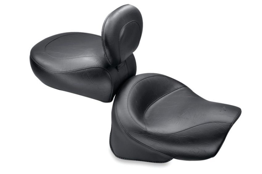 Mustang Motorcycle 79235 Mustang 00-08 Kawasaki Classic FI, Nomad FI Vintage 2PC Seat w/Driver Backrest - Black