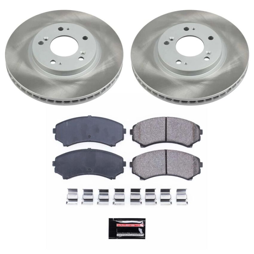 PowerStop SC5258 Semi-Coated Rotor and Low-Dust Ceramic Brake Pad Kit