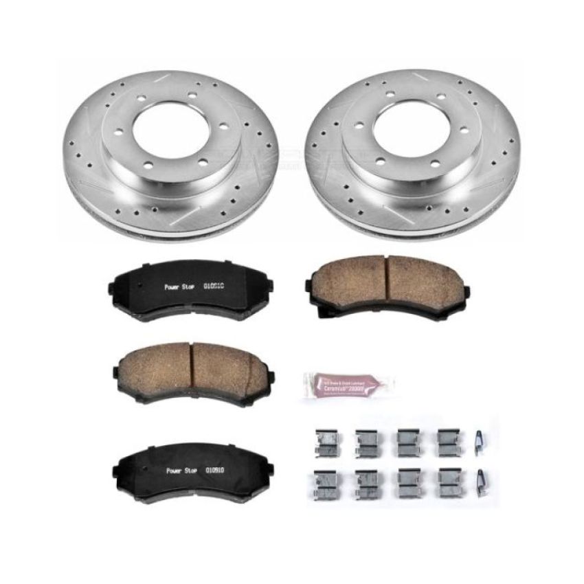 PowerStop K5259 Z23 Daily Driver Carbon-Fiber Ceramic Brake Pad and Drilled & Slotted Rotor Kit