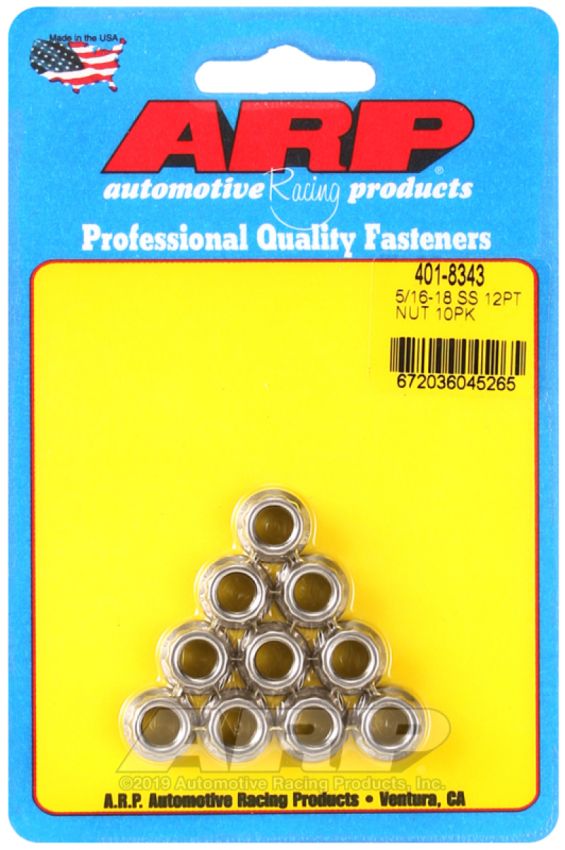 ARP ARP401-8343 S/S 12pt. Nut - 5/16-18 10pk