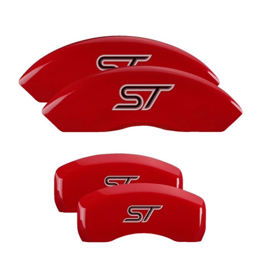 MGP 10231SST1RD 4 Caliper Covers Engraved Front & Rear No bolts/ST Red finish silver ch