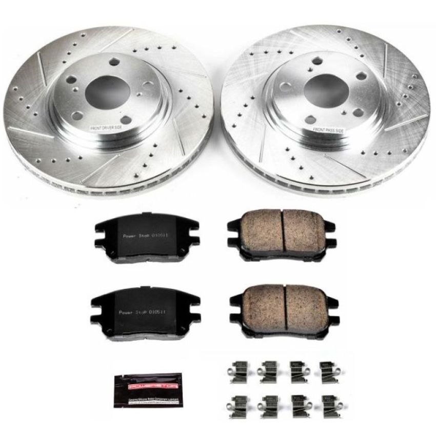 PowerStop K1146 Z23 Daily Driver Carbon-Fiber Ceramic Brake Pad and Drilled & Slotted Rotor Kit