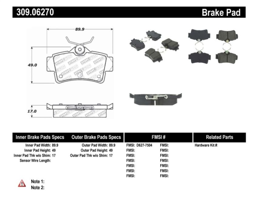 Stoptech 309.06270 Performance Brake Pads