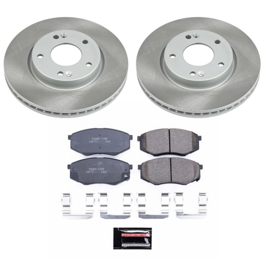 PowerStop SC5806 Semi-Coated Rotor and Low-Dust Ceramic Brake Pad Kit