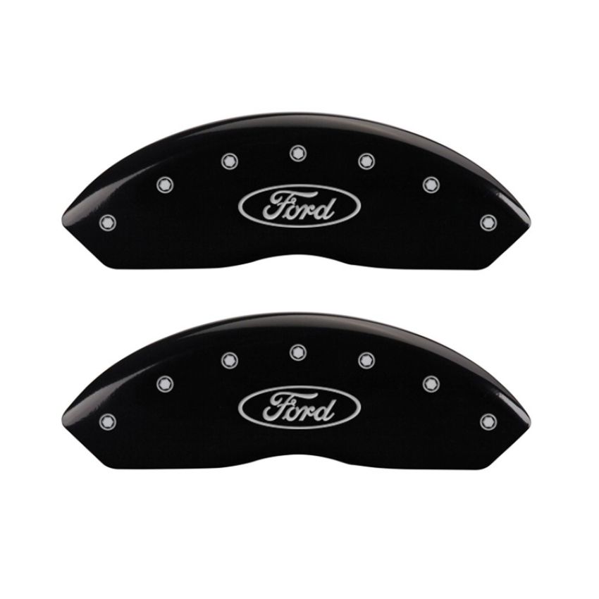MGP 10155FFRDBK Front set 2 Caliper Covers Engraved Front Oval logo/Ford Black finish silver ch