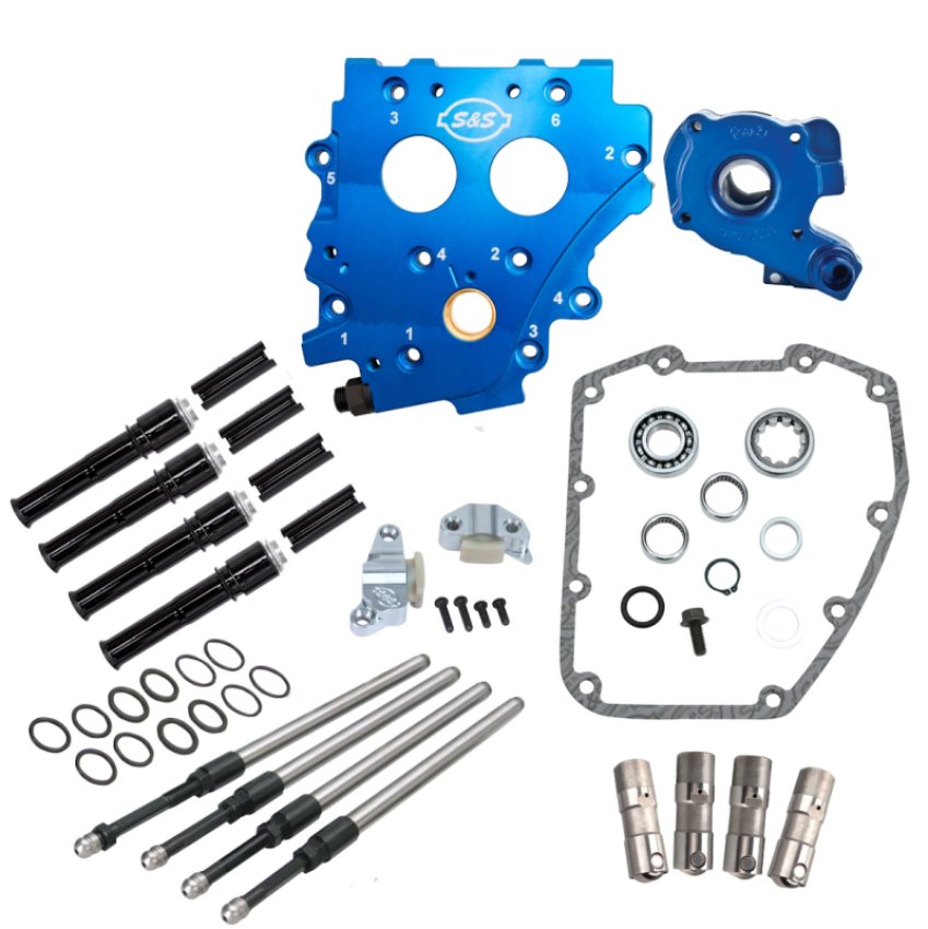 S&S Cycle 310-1270 99-06 BT Chain Drive Cam Chest Kit w/o Cam - Black Pushrod Tubes & Chain Tensioner
