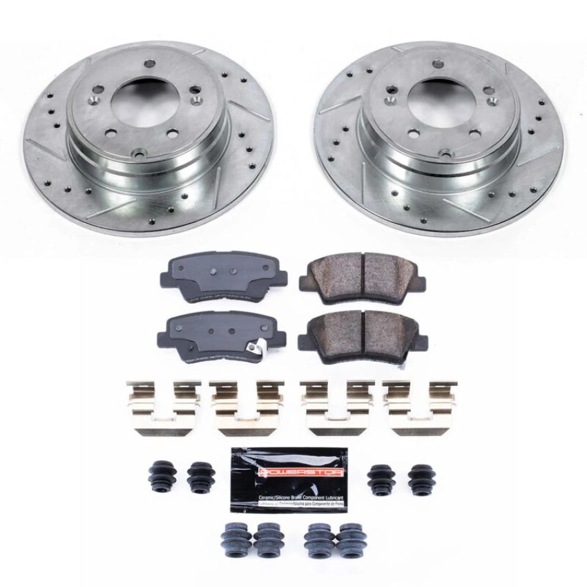 PowerStop K9060 Z23 Daily Driver Carbon-Fiber Ceramic Brake Pad and Drilled & Slotted Rotor Kit