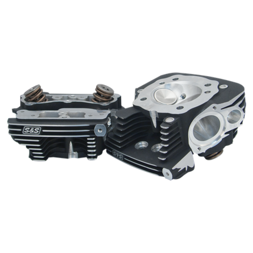 S&S Cycle 900-0458 99-13 BT CNC Ported B2 Cylinder Head Kit - Black Wrinkle