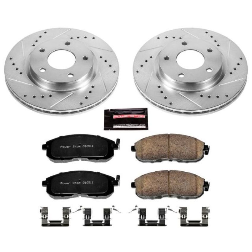 PowerStop K6961 Z23 Daily Driver Carbon-Fiber Ceramic Brake Pad and Drilled & Slotted Rotor Kit