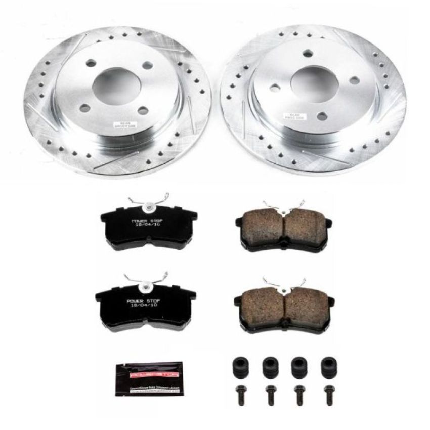 PowerStop K1363 Z23 Daily Driver Carbon-Fiber Ceramic Brake Pad and Drilled & Slotted Rotor Kit