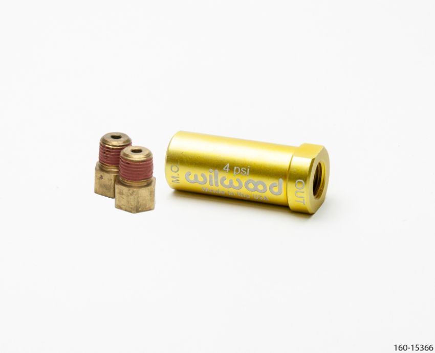 Wilwood 260-15366 Residual Pressure Valve - New Style w/ Fittings - 4 PSI / Gold