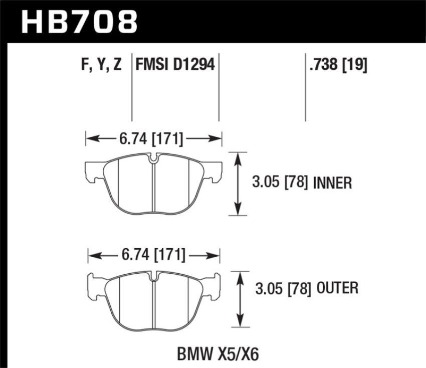 Hawk Performance HB708Z.738 Performance Ceramic Disc Brake Pad