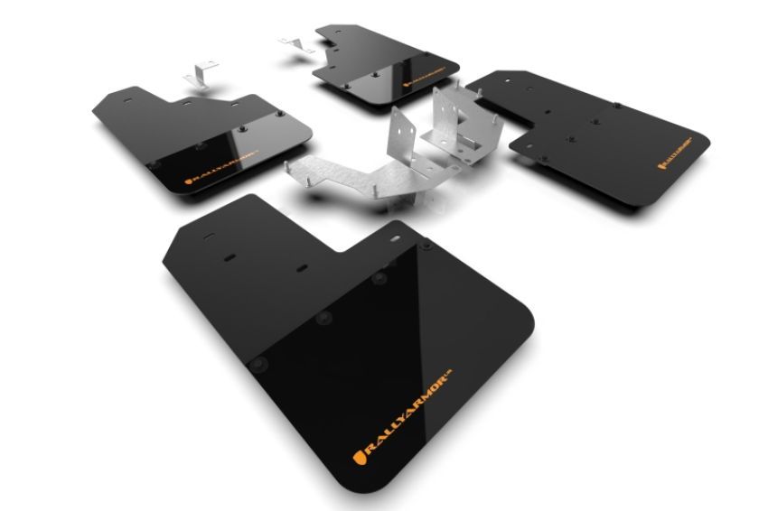 Rally Armor MF85-NO-PL-COR Black Mud Flap/Cy Orange Logo