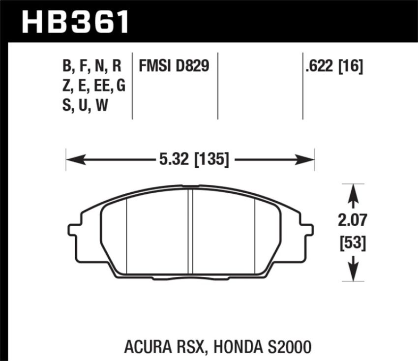 Hawk Performance HB361E.622 Blue 9012 Disc Brake Pad