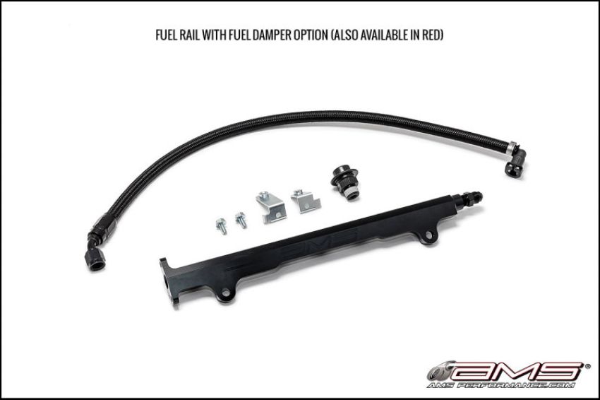 AMS AMS.04.07.0006-2 Performance 08-15 Mitsubishi EVO X CNC Machined Aluminum Fuel Rail w/Pulsation Dampener - Black