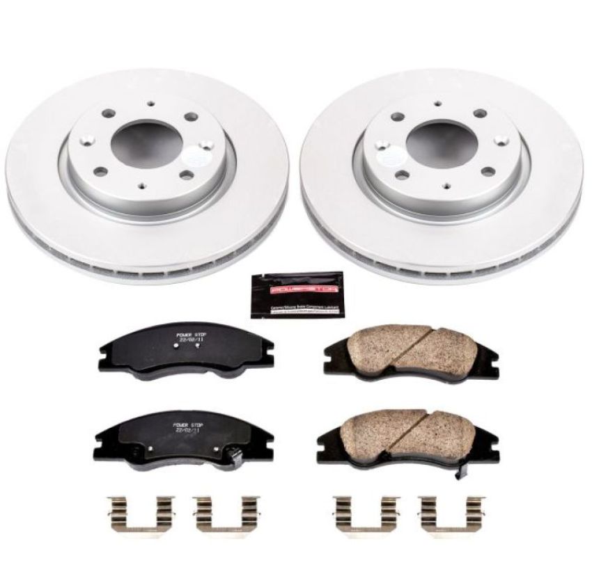 PowerStop CRK5903 Genuine Geomet Coated Rotor and Low-Dust Ceramic Brake Pad Kit